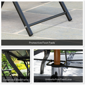 Outsunny Garden Dining Set Metal Top Table and Folding Chairs - Grey Seven-piece / - 1 x Dining Table- 6 x Dining Chair- 1 x Manual by Outsunny