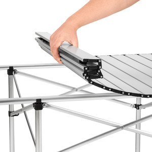Camping Table Aluminium Foldable - Grey / 140cm by tectake