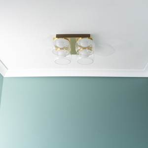 Alissa IP44 Integrated LED 4 Way Ceiling Light with Glass Shades - Gold by ValueLights