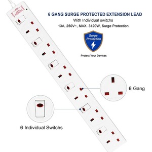 6 Gang Individually Switched Surge-Protected Extension Lead by ExtraStar