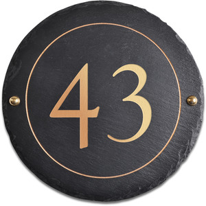 Rustic round slate number 43 by The house nameplate company