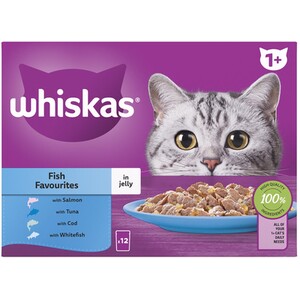 Whiskas 1+ Pouches in Jelly - Fish Favourites / 12 by Whiskas