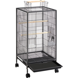 Wrought Iron Bird Cage with Rolling Stand - Black by Yaheetech