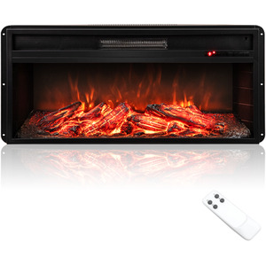 86CM Electric Fireplace 5000 BTU Recessed Fireplace - Black by Costway