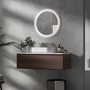 kleankin Round LED Bathroom Mirror with Dimmable Touch Switch by kleankin