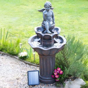 Minel Solar Powered Bird Bath and Water Feature - Brown by Primrose