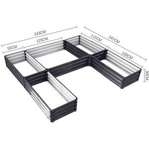 U-shaped Metal Garden Flower Bed with 5 Compartments by Livingandhome