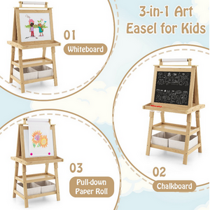 Children's Double-Sided Art Easel with Paper Roll by Costway
