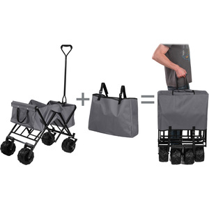 Foldable Garden Trolley with Wide Tyres - Grey by tectake