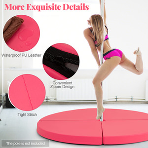 Pole Dance Crash Mat Round Yoga Mat - Pink by Costway