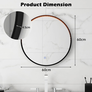 Round Bathroom Mirror - Black by Costway