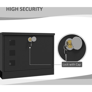 HOMCOM Wall Mounted Letter Box Post Box for Outside Mailbox with 2 Keys - Black by HOMCOM