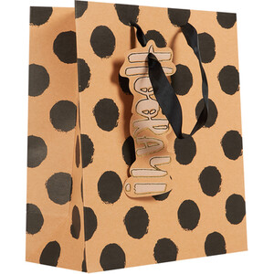 Pack of 3 Patterned Kraft Gift Bags - Black and Brown