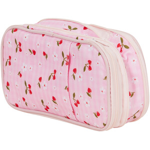 Cherry Hearts Compartment Pencil Case - Pink