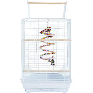 Travel Bird Cage with Open Play Top - White by Yaheetech