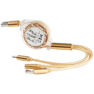 Retractable 3-in-1 Data Cable - Gold