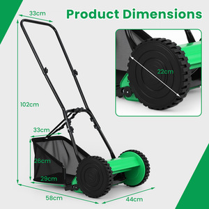 Push Lawn Mower Manual Grass Sweeper by Costway
