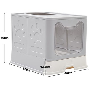 Foldable Cat Litter Box - Grey by Livingandhome