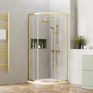 6mm Glass Quadrant Shower Enclosure 1900 x 800 x 800mm Brushed Brass - Brushed Brass by Balterley