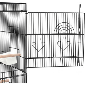 Deluxe Metal Bird Cage with Tray and Handle - Black by Livingandhome