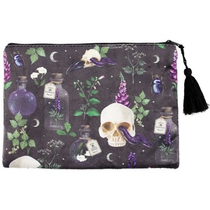 Venom and Vines Print Makeup Bag - Black by Kingsbury Gifts