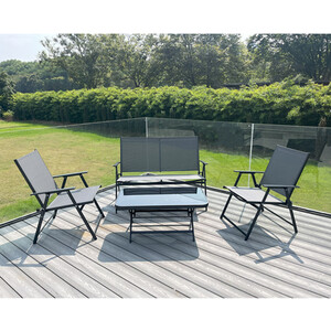 Atlanta Folding Sofa Set - Black by Outdoor Essentials