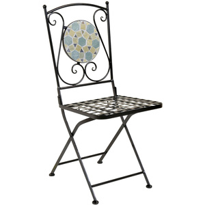 Garden Blue Mosaic 5 Piece Dining Set With Folding Chairs Patio - Blue by Charles Bentley