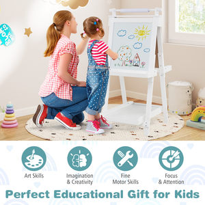 3-in-1 Kids Double-sided Art Easel - White by Costway