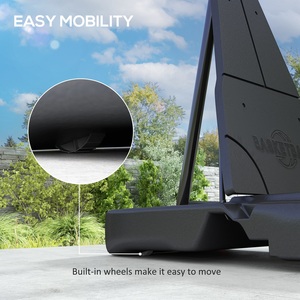 2.45-3.05m Adjustable Basketball Hoop and Stand with Wheels - Black by SPORTNOW