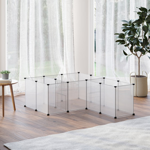 PawHut DIY Pet Playpen, 18 Panels Metal Small Animal Cage, for Guinea Pigs - White by PawHut