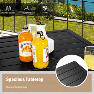5 Piece Outdoor Bar Stool Table Set - Black by Costway