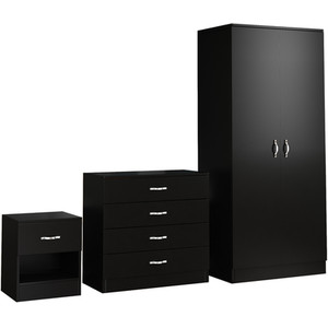 Riano Trio Bedroom Set - Black / MDF / 76cm by Vida Designs