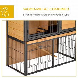PawHut Wood-metal Small Animal Hutch - Yellow, Black by PawHut