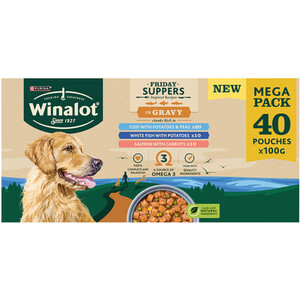 Pack of 40 Winalot Adult Fish in Gravy Wet Dog Food by Winalot