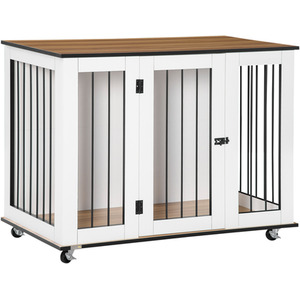 Cage End Table with Wheels Lockable Door by PawHut