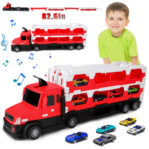 Electronic Large 2-in-1 Car Transport Truck Toy - Red