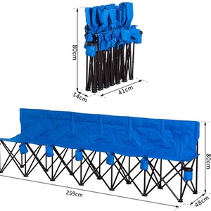 Outsunny Folding Bench Multi Deck Chair With Cup Holder - Blue by Outsunny