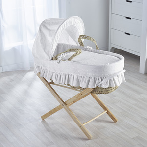 Broderie Anglaise White Moses Basket - White by Kinder Valley