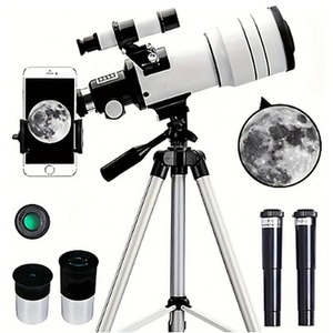 150x Professional Astronomical Telescope with Adjustable Tripod - Black and White