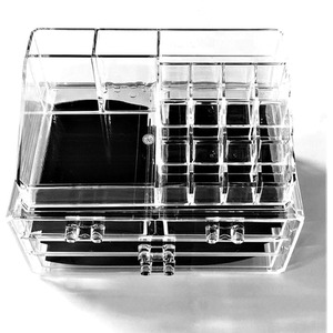 Transparent Makeup Organizer with Drawer - Clear