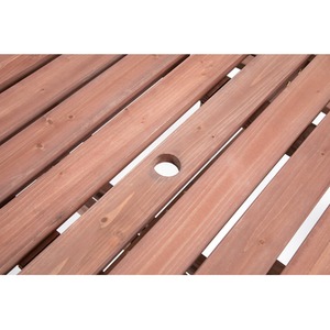 BIRCHTREE 8 Seater Wooden Picnic Table Round Pub Bench - Brown by BIRCHTREE