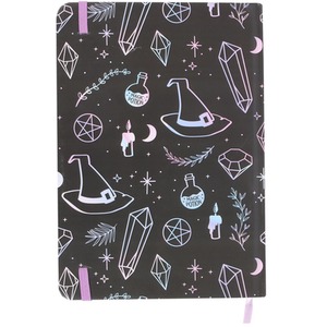 A5 Crystal Witch Print Notebook - Black by Kingsbury Gifts