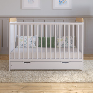 Levi Cot Bed With Drawer And Mattress - White/Pine by Love For Sleep