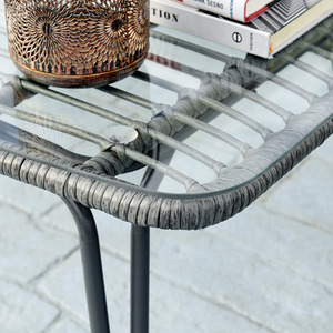 Outdoor Rattan Sofa - Lisbon Garden Sofa Chairs Table Set - Wicker and Cream - Grey by FurnitureboxUK