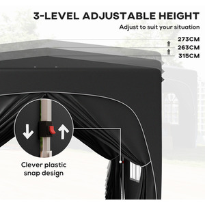 Outsunny 3 x 3(m) Pop Up Gazebo with Sides, UPF50 - Black by Outsunny