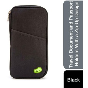 Travel Document and Passport Holders With a Zip-Up Design - Black by Flo Fashion