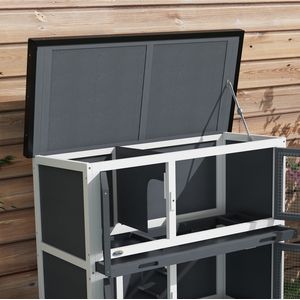 PawHut Double Decker Small Animal Hutch Bunny House - Grey by PawHut