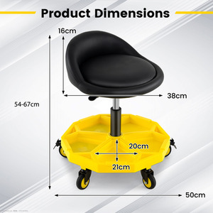 54-67 CM Rolling Mechanic Stool - Yellow by GAINOOM