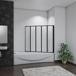 Black Framed Folding Bath Screen - Matt Black / 18.5kg by AicaBathroom
