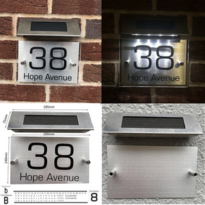 Personalised House Sign and Solar Light - Silver